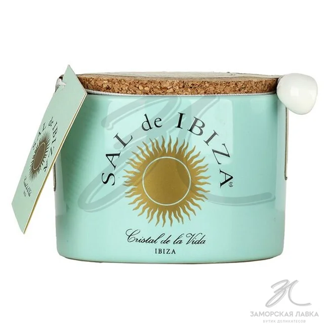 Соль "Sal de Ibiza" Fleur de Sel в керамической банке с ложкой 150 гр 