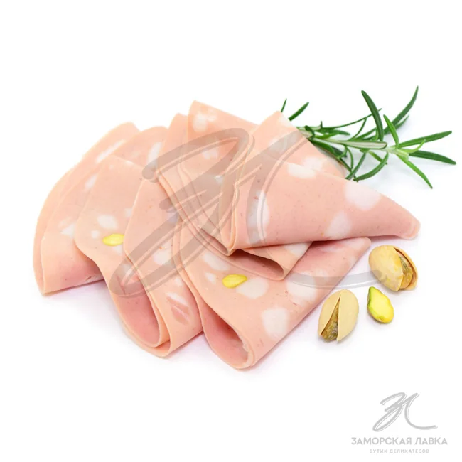 Колбаса Мортаделла с фисташками вареная