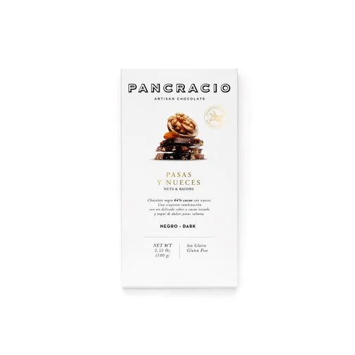 Шоколад "Pancracio" темный с грецким орехом и изюмом 100гр Испания