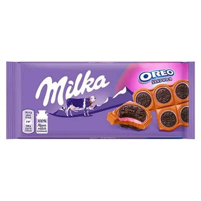 Шоколад "Milka" Oreo sandwich клубника 92гр 