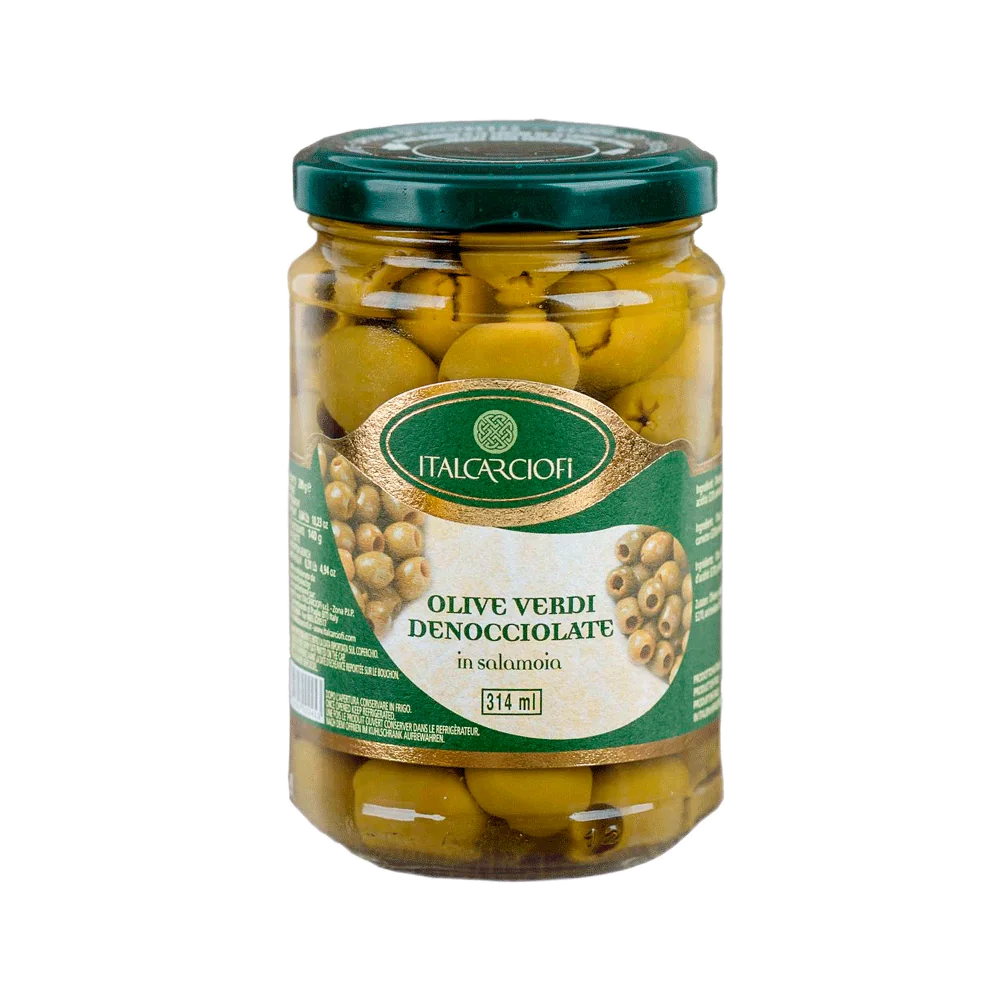 Оливки "Italcarciofi" "verdi" б/косточки ст/б 290 гр Италия