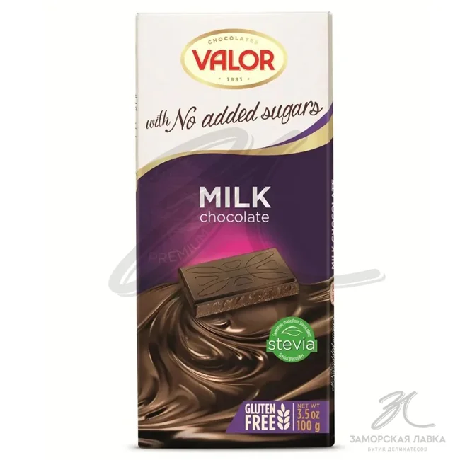Шоколад "Valor" молочный без сахара 100гр