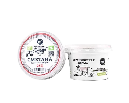 Сметана «Ферма М2» натуральная БЗМЖ 25% 220 гр 