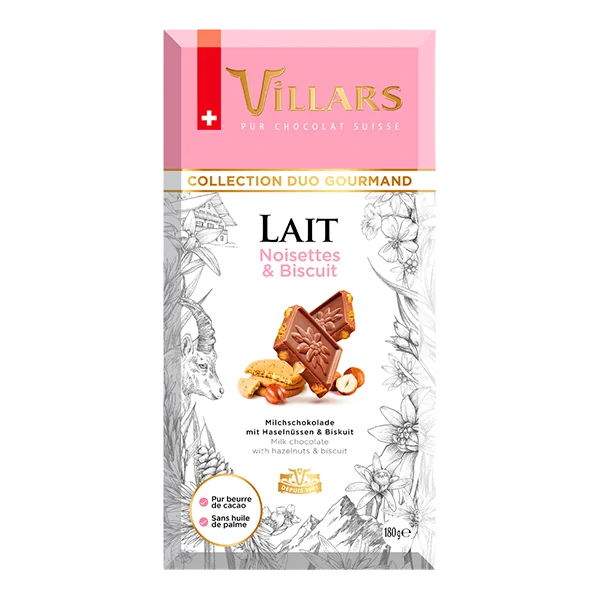 Шоколад "Villars"мол. с фундуком и печеньем 180гр Швейцария