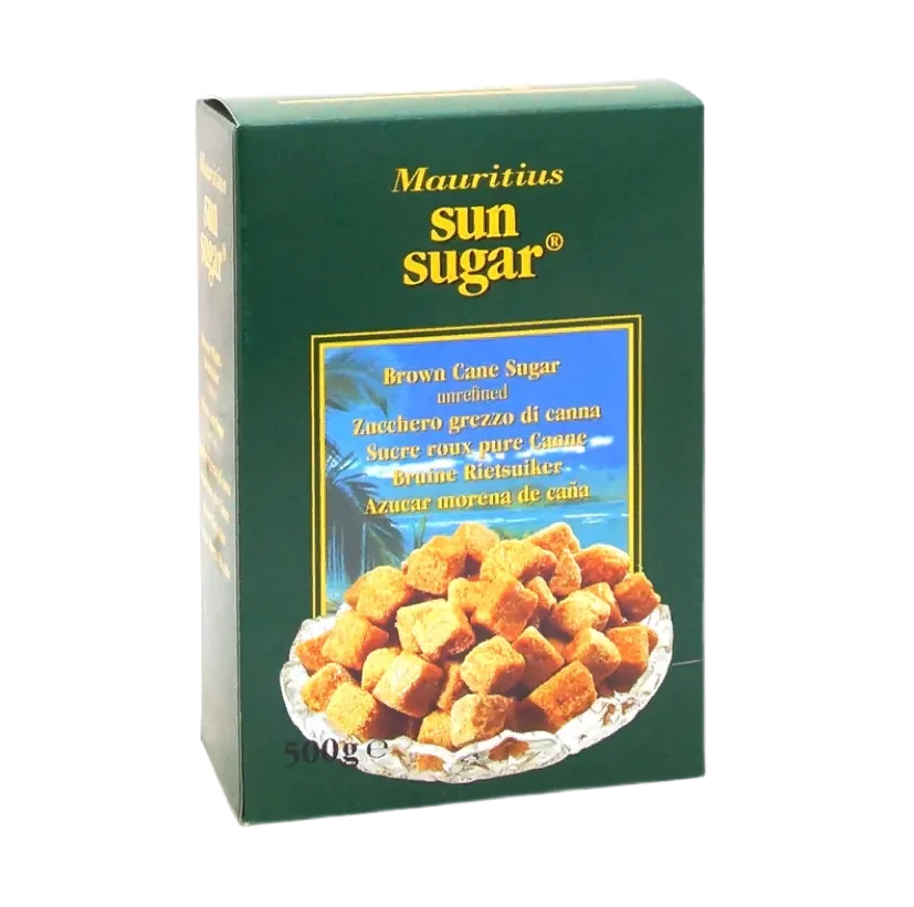 Сахар тростниковый "Sun sugar" коричневый кусковой 500гр Маврикий