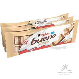 Батончик "Kinder" Bueno White вафельный в белом шоколаде 3шт х 39 гр