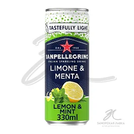 Напиток "Sanpellegrino" лимон и мята безалкогольный газ ж/б 330 мл Италия