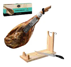 Подарочный набор Хамон "Нико" Серрано Гран Резерва 15 мес с хамонерой и ножом